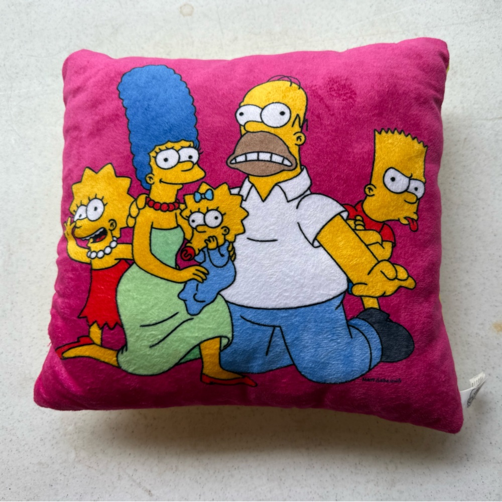 Pink Cartoon Family Throw Pillow